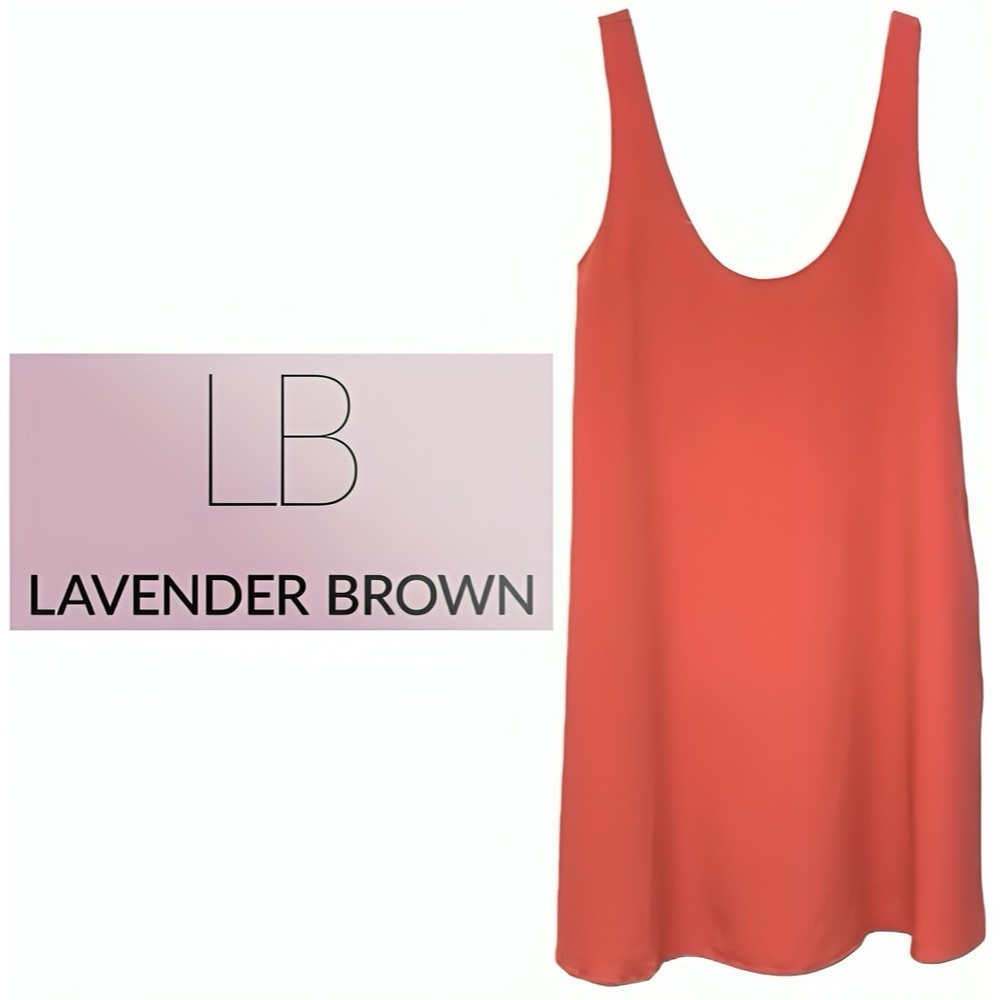 Lavender Brown Silk Tank Slip Designer Dress with Pockets MSRP $249 Size XS